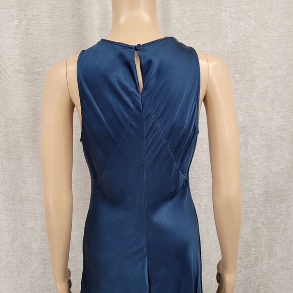 A.L.C. Blue Stretch Silk Evening Slip Maxi Dress Women's Size 2 *SEE WEAR NOTES* - Picture 4 of 15